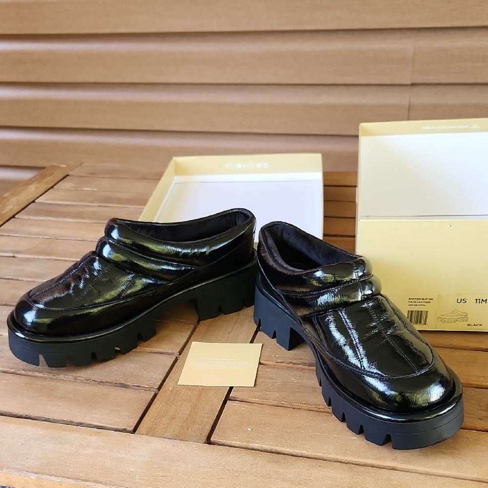 Michael Kors Black Faux Leather Slip Ons